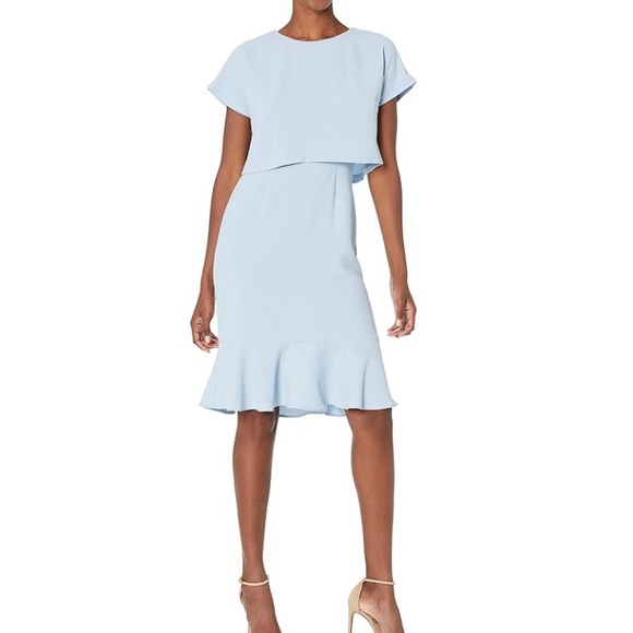 Adrianna Papell Dresses & Skirts - Adrianna Papell Light Blue Crepe Cameron Popover Dress size 8